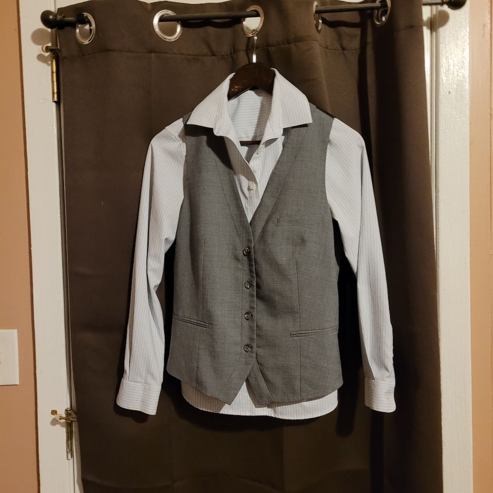 COPY - Doc & Amelia button down shirt and vest . Work attire. 2 piece set.